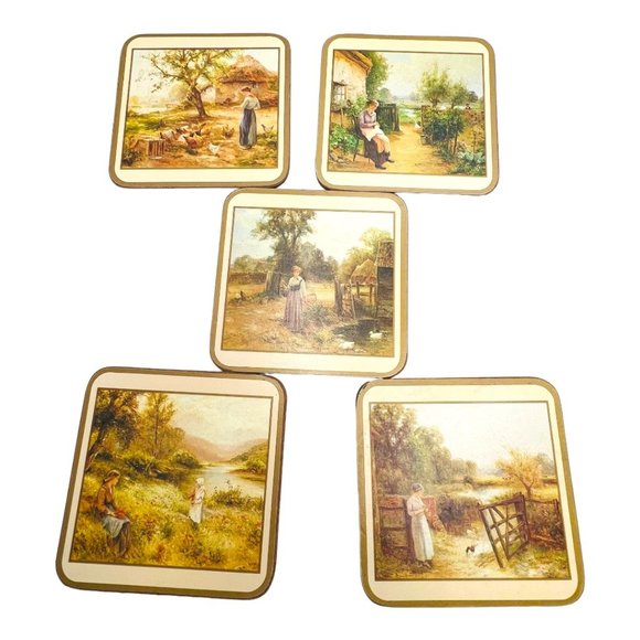 Set of 5 Pimpernel Coasters Country Lifestyle Vintage - Picture 2 of 10